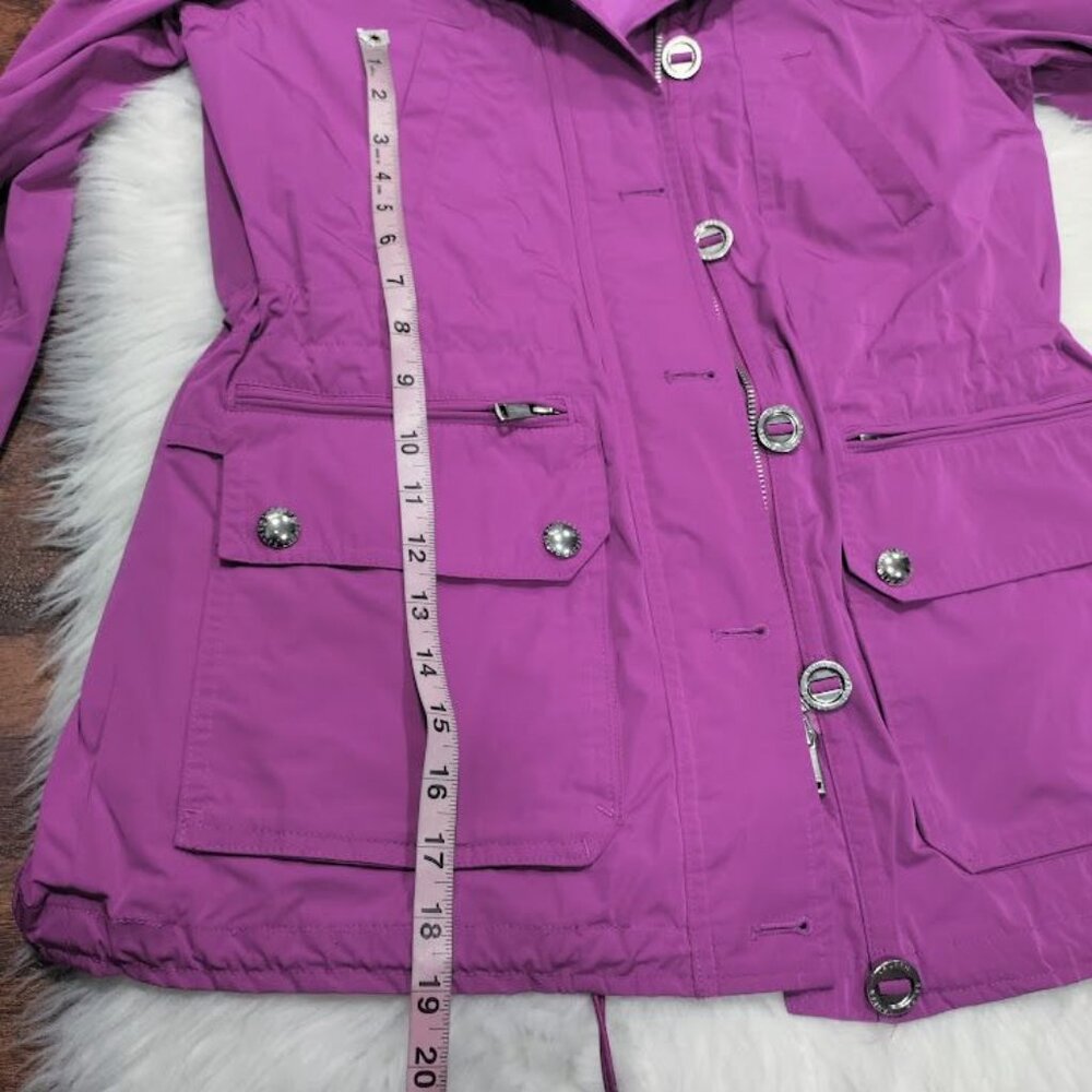 Lauren Ralph Lauren Long Sleeve Twee Utility Hooded Raincoat Jacket Purple PS - Picture 13 of 14